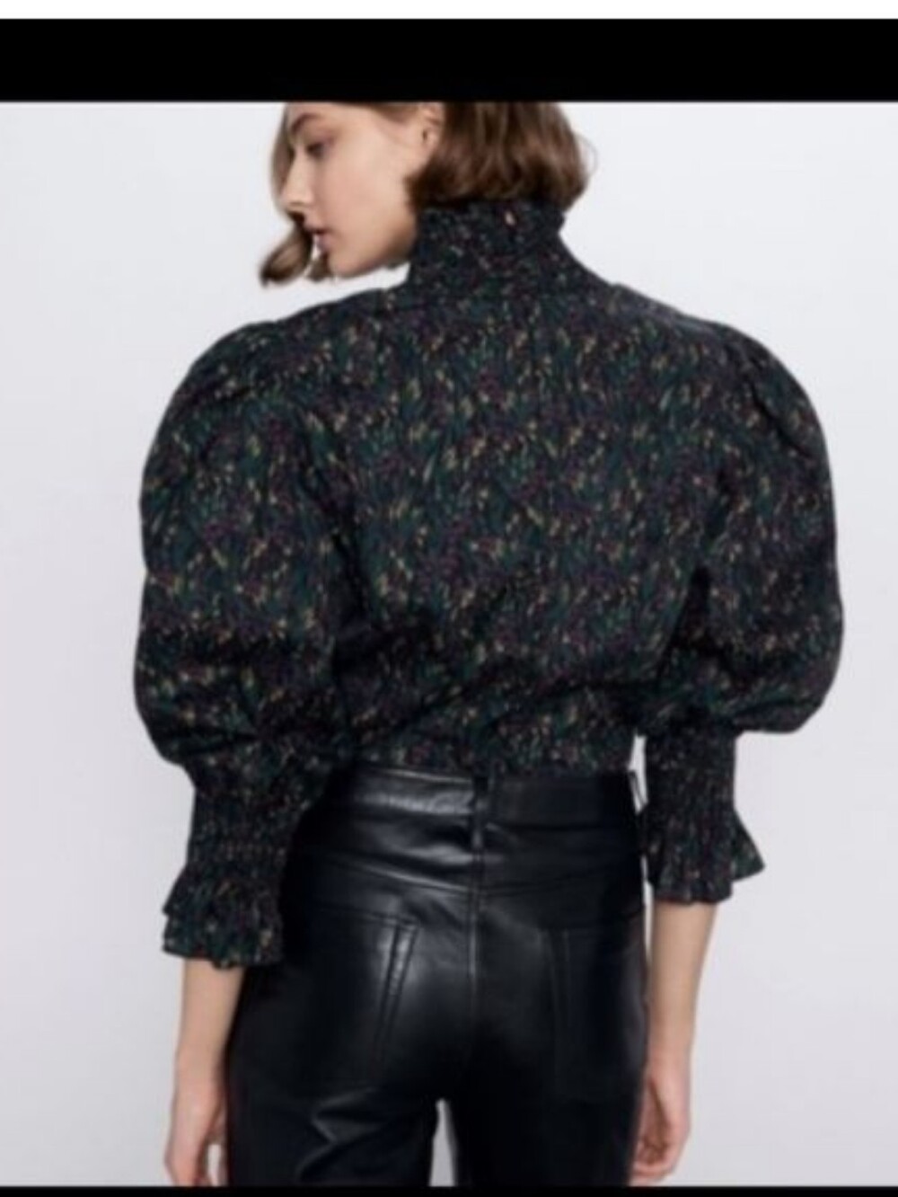 ZARA Black Floral High Neck Blouse Top REF 2070/001 Size M